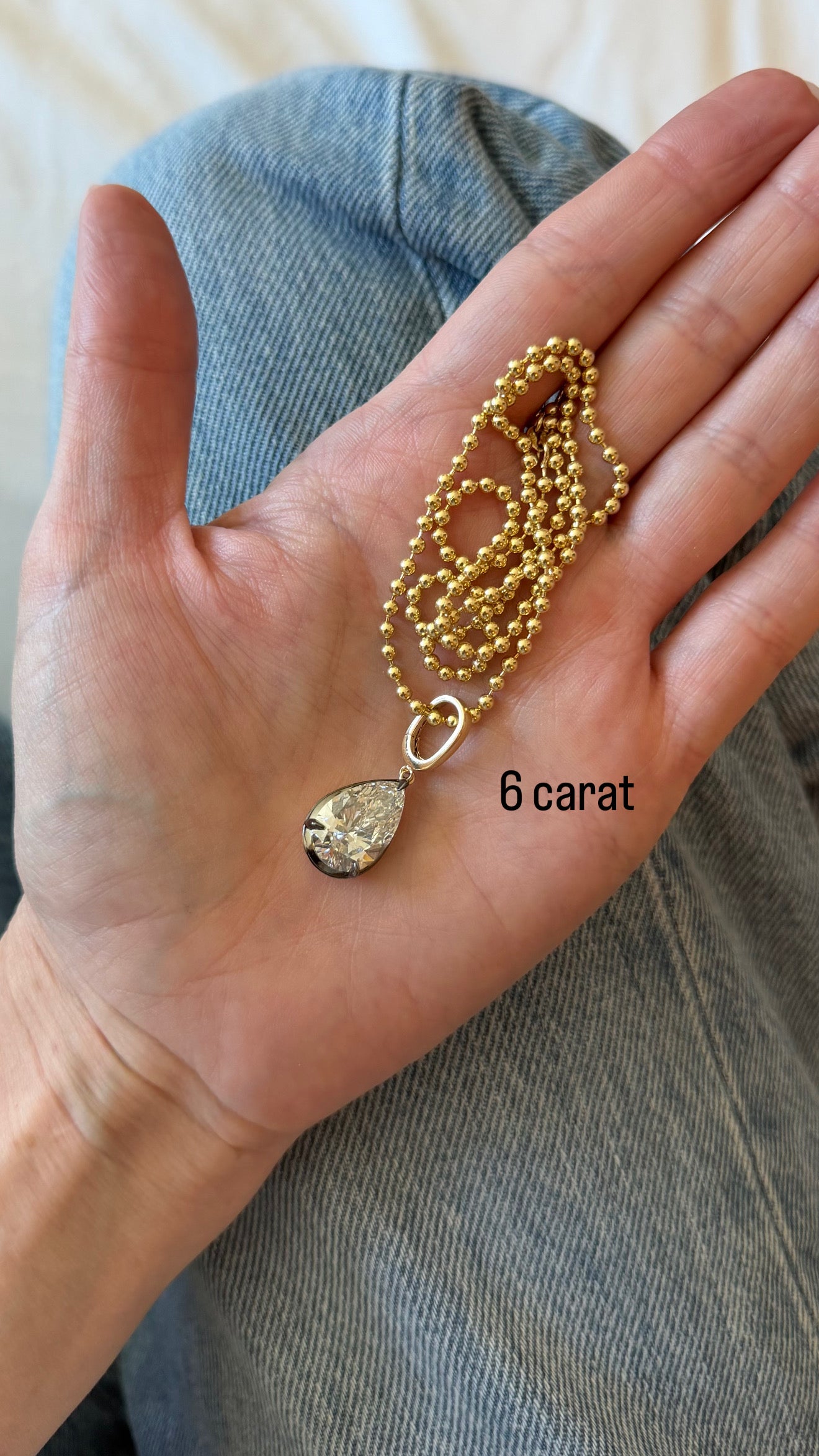 Lab Diamond Pear Shape Button Back Pendant