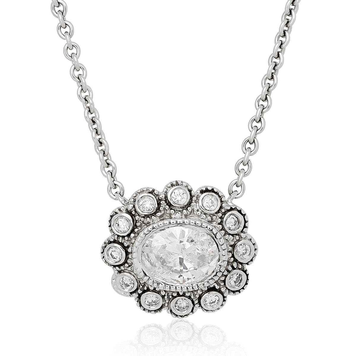 Vintage East West Oval Diamond Pendant