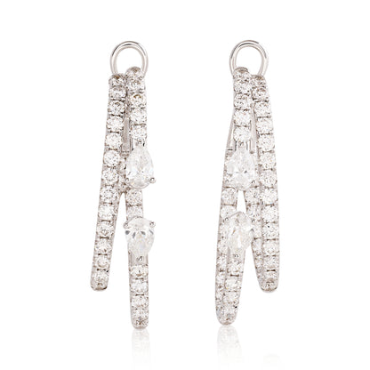 Double Row Diamond Hoop Earrings