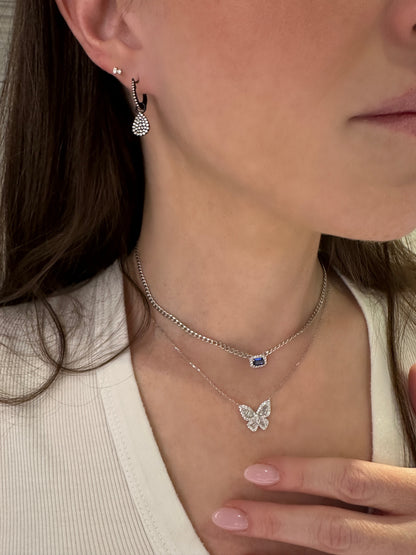 Sapphire and Diamond Curb Link Necklace