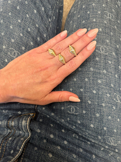 Fluted Marquise Diamond Ring