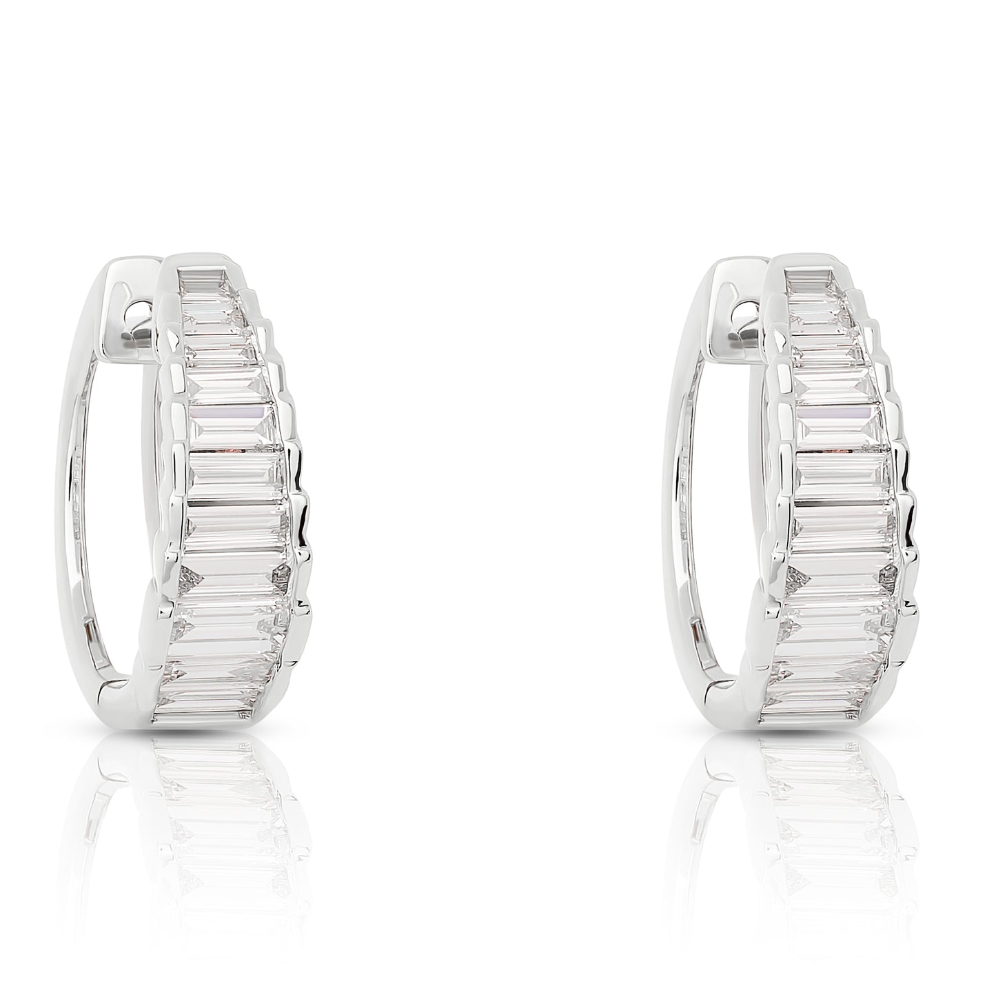 Diamond Graduated Baguette Diamond Huggie Hoops