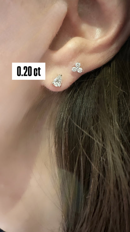 Pear Shape Diamond Flat Back Stud Earring