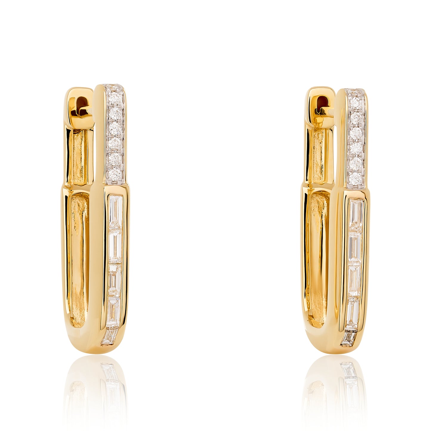 Petite Rectangular Baguette Hoop Earrings