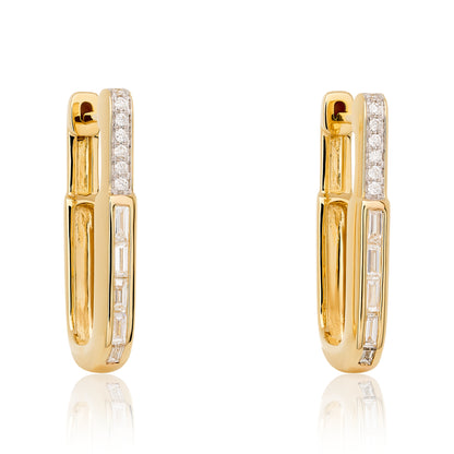 Petite Rectangular Baguette Hoop Earrings
