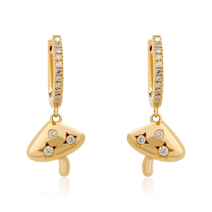 Petite Diamond Mushroom Dangle Earrings