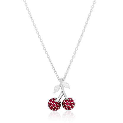 Petite Ruby and Diamond Cherry Pendant