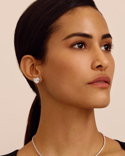 Lab Grown Heart Diamond Stud Earrings