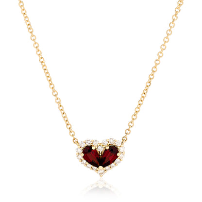 Chubby Garnet and Diamond Heart Pendant