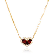 Load image into Gallery viewer, Chubby Garnet and Diamond Heart Pendant
