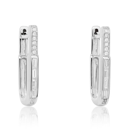 Petite Rectangular Baguette Hoop Earrings