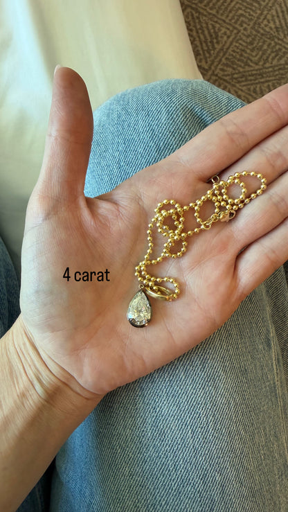Lab Diamond Pear Shape Button Back Pendant