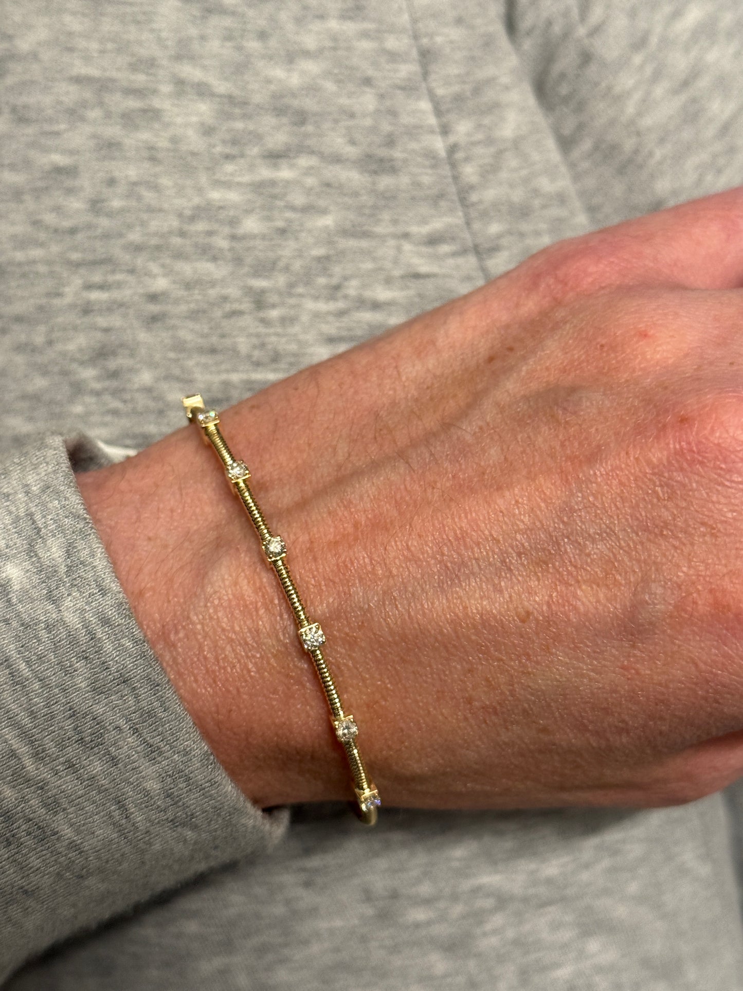 Fluted Gold Diamond Flex Bracelet