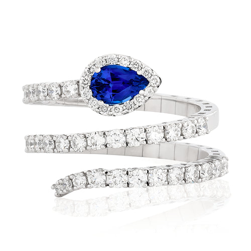 Sapphire and Diamond Flex Snake Ring