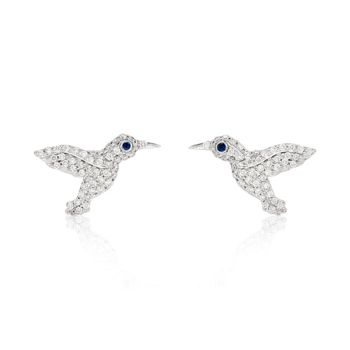 Small Diamond HummingBird Earrrings
