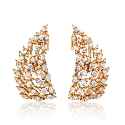 Diamond Feather Statement Earrings