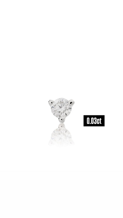 Round Shape Diamond Flat Back Stud Earring