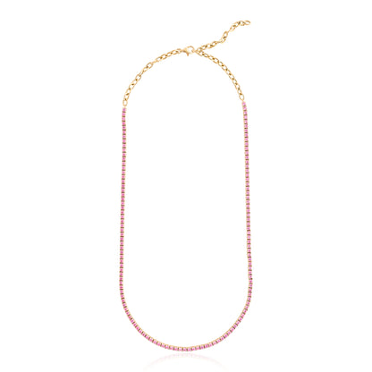Pink Sapphire "Luxe" Tennis Necklace With Extender