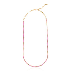 Pink Sapphire Luxe Tennis Necklace With Extender