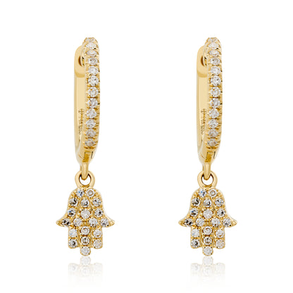 Petite Hamsa Diamond Dangle Earrings