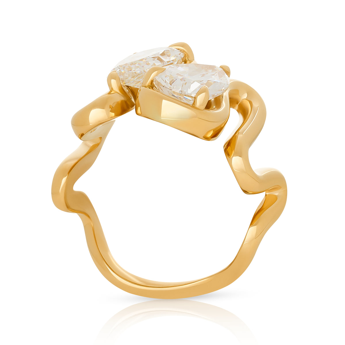 Lab Pear Diamond Wavy Ring