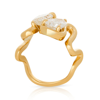 Lab Pear Diamond Wavy Ring
