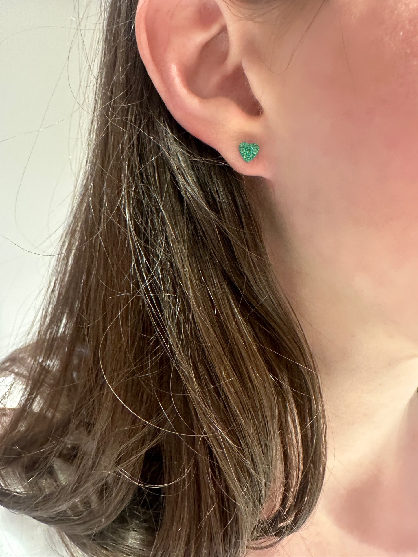 Petite Tsavorite Heart Stud Earrings