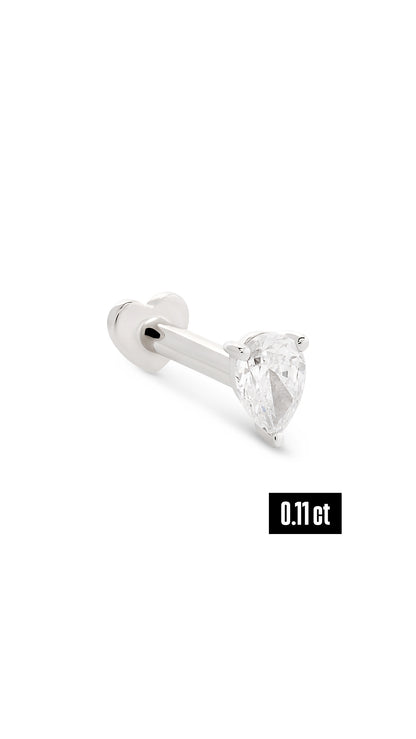 Pear Shape Diamond Flat Back Stud Earring