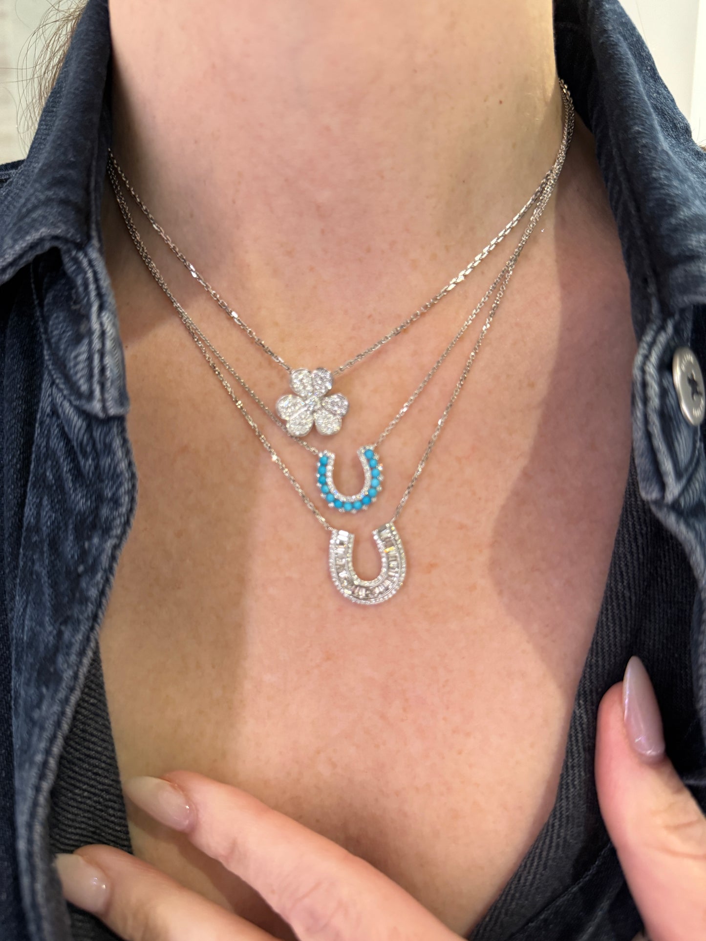 Diamond Horseshoe Pendant in Size Large