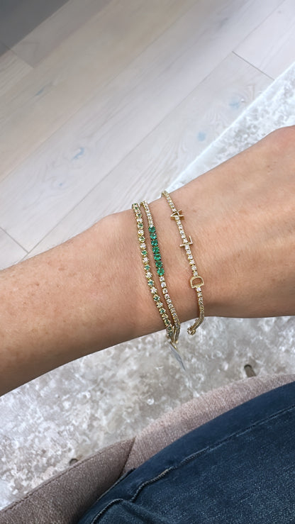 Dainty 1 Alternating Emerald and Diamond Tennis Bracelet