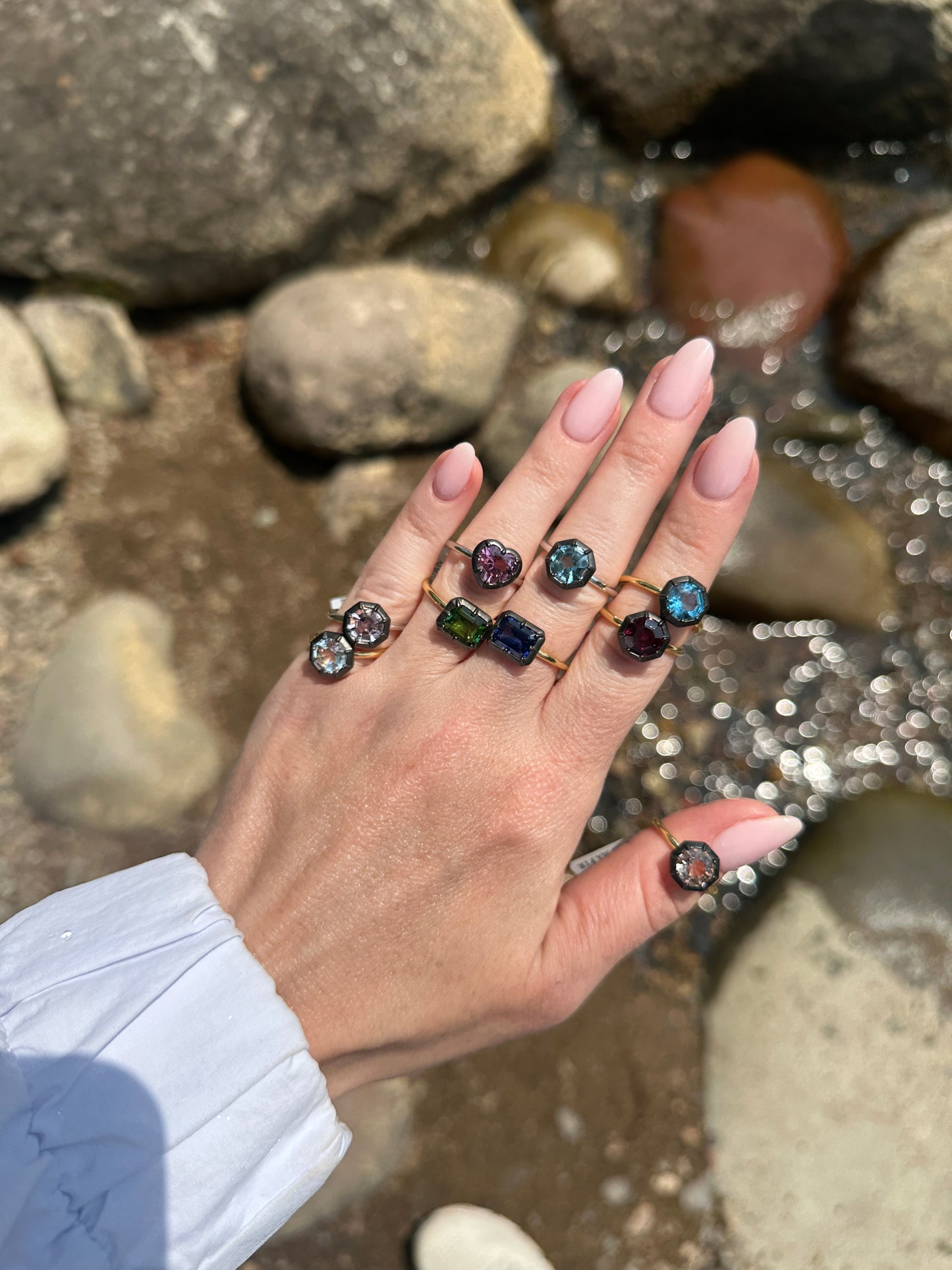 Pink Tourmaline Ring with Black Rhodium