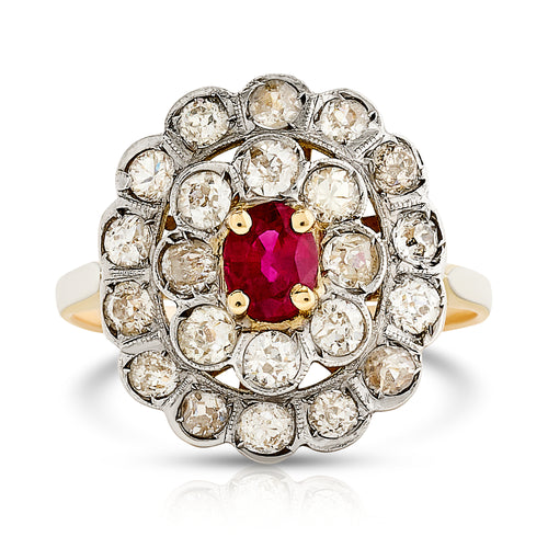 Two Tone Ruby and Diamond Ring