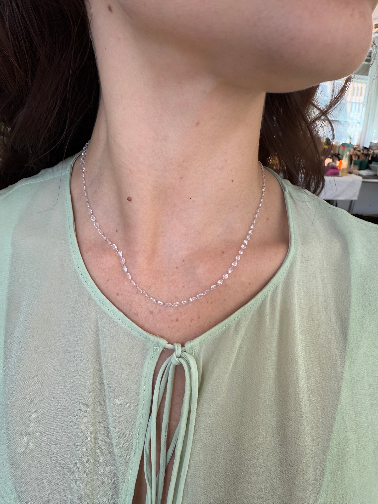 Rose Cut Pear Diamond Necklace