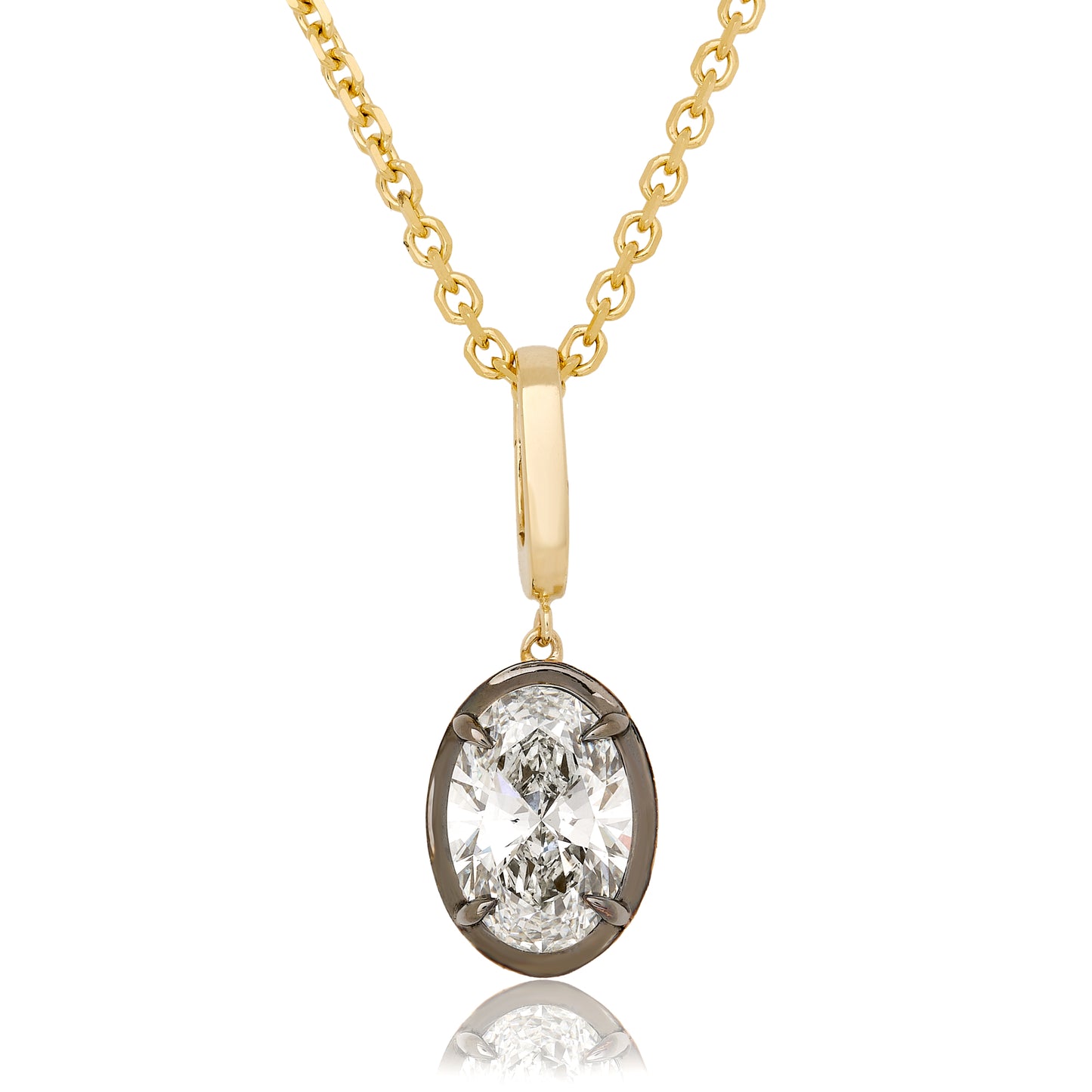 Lab Diamond Oval Button Back Pendant