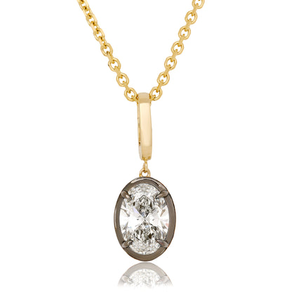 Lab Diamond Oval Button Back Pendant