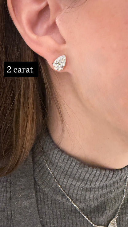 Lab Grown Pear Shape Diamond Stud Earrings