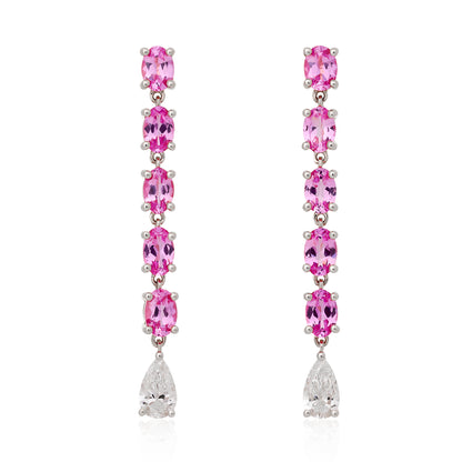 Pink Sapphire and Diamond Drop Earrings
