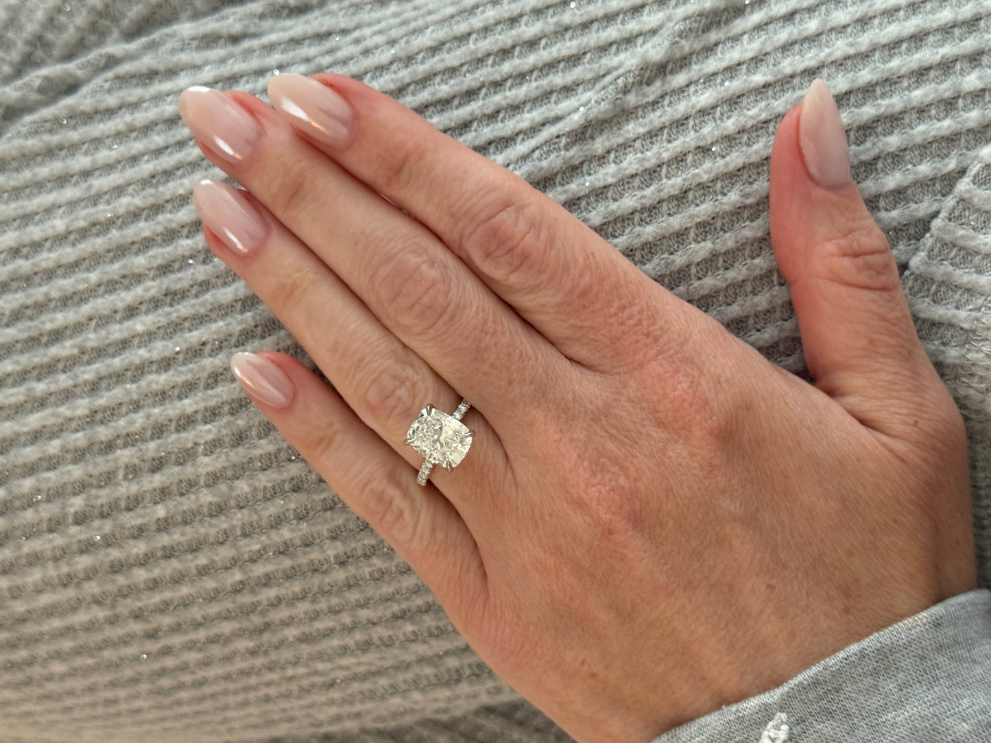 Platinum Lab Grown Cushion Cut Diamond Engagement Ring