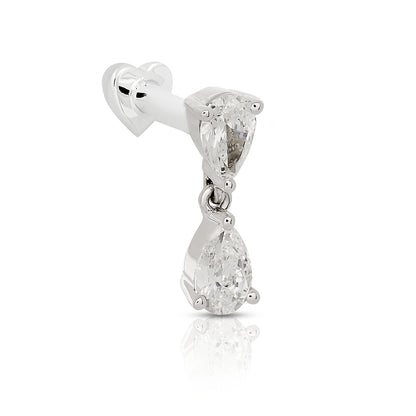 Diamond Pear Drop Flat Back Earring