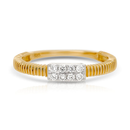 Fluted Gold and Diamond Pinky Ring