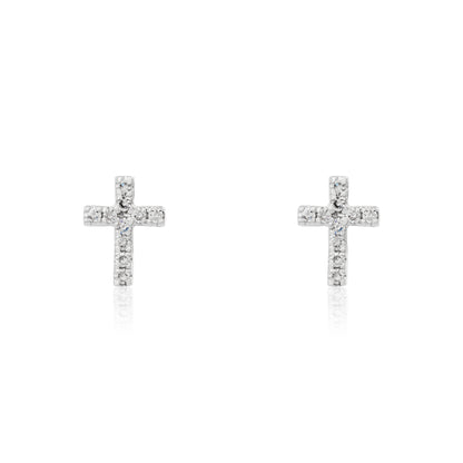 Petite Stud Diamond Cross Earrings