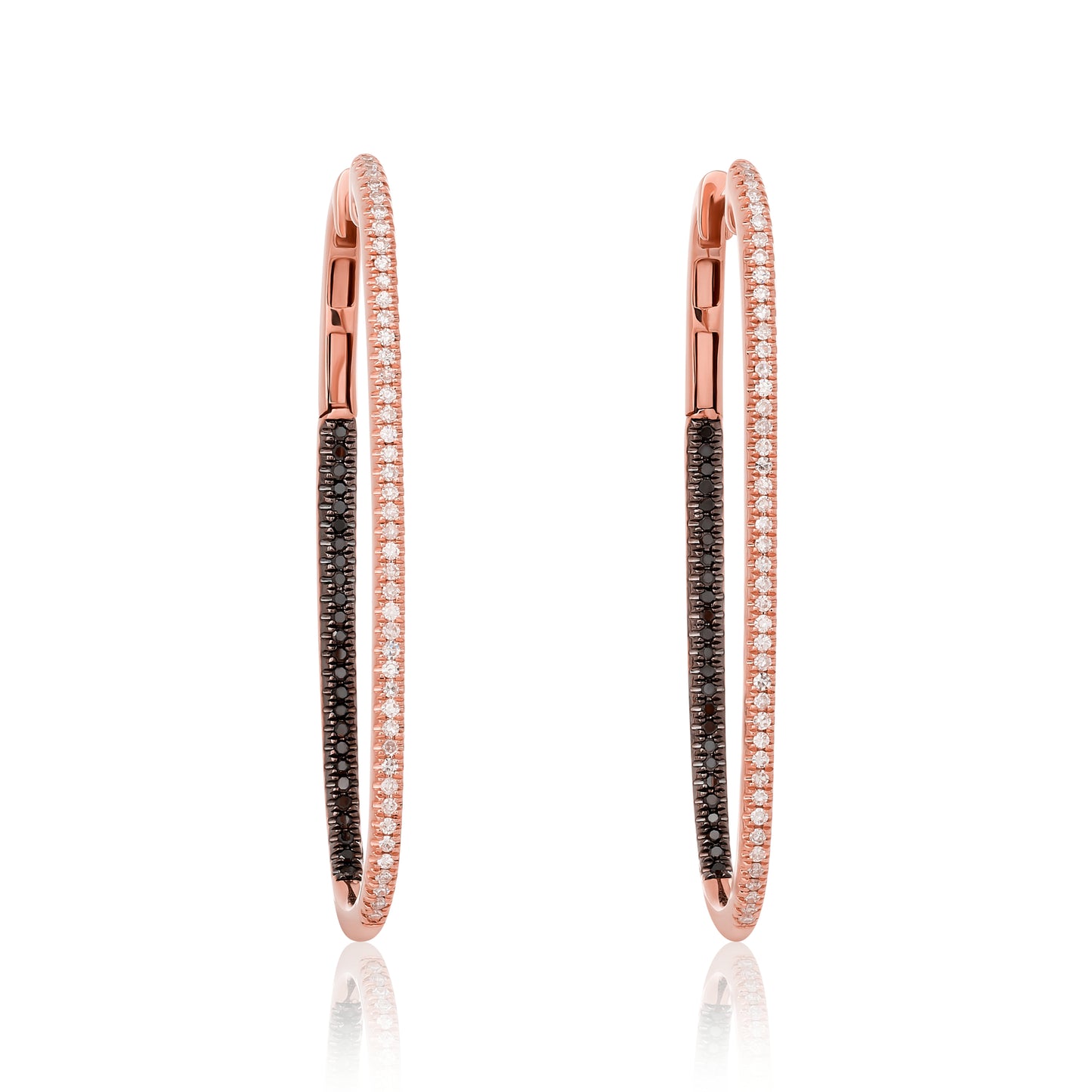 Black and White Diamond Rectangular Hoop Earrings