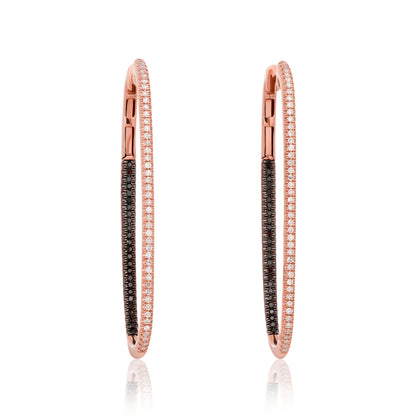 Black and White Diamond Rectangular Hoop Earrings