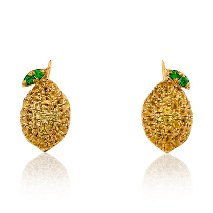 Yellow Sapphire and Tsavorite Lemon Stud Earrings