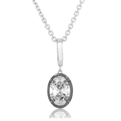 Lab Diamond Oval Button Back Pendant