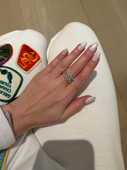 Estate Platinum Diamond Marquis and Baguette Band