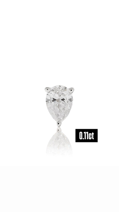 Pear Shape Diamond Flat Back Stud Earring