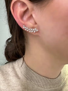 Diamond Leaf Climber Earrings - Two
