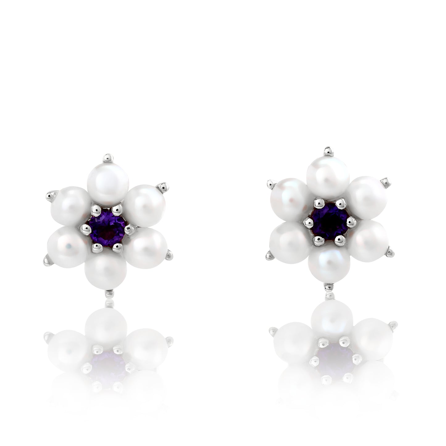 Amethyst and Pearl Cluster Earrings