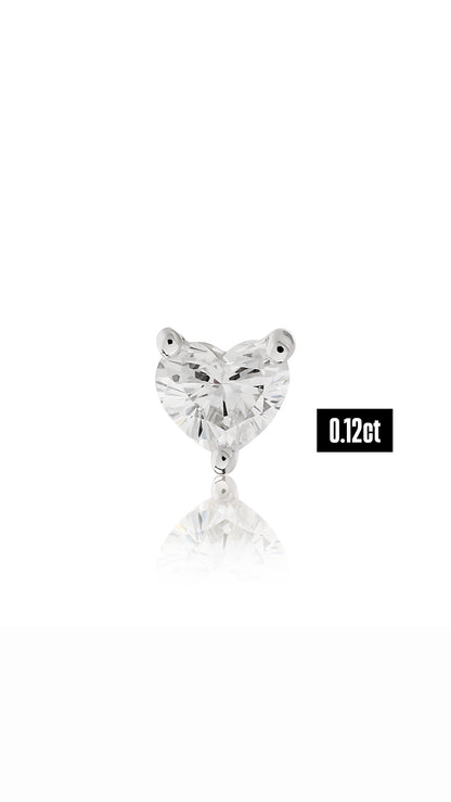 Diamond Flat back Heart Stud Earring